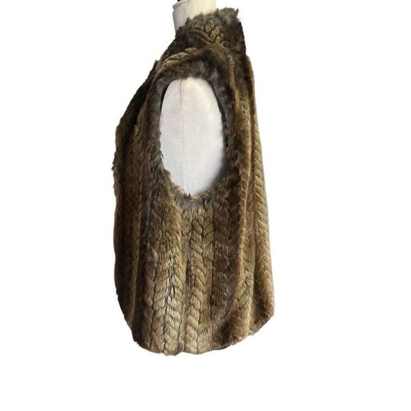 Ecote Faux Fur Vest Brown Tan Super Soft Lined With Pockets Size Large - Picture 3 of 5